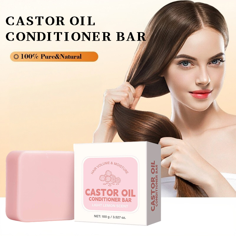 Castor Oil Soap - Rizinusöl-Conditioner-Seifenstück, feuchtigkeitsspendendes, nährendes festes Shampoo, stärkt